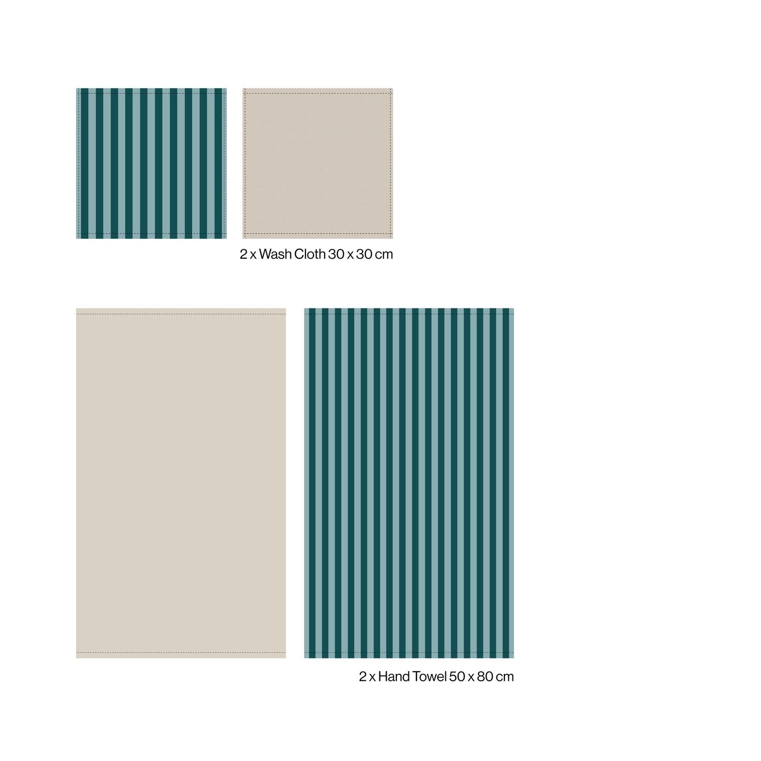 4 stk håndklæde sampak - Moonbeam/Sea Foam & Deep Teal